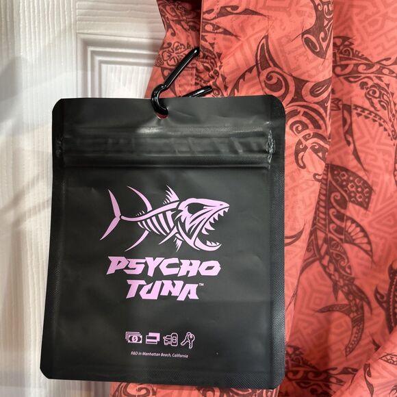 Psycho Tuna Men's XL Swim Trunks Shorts Tribal Fish Print Peach Echo - Picture 6 of 12